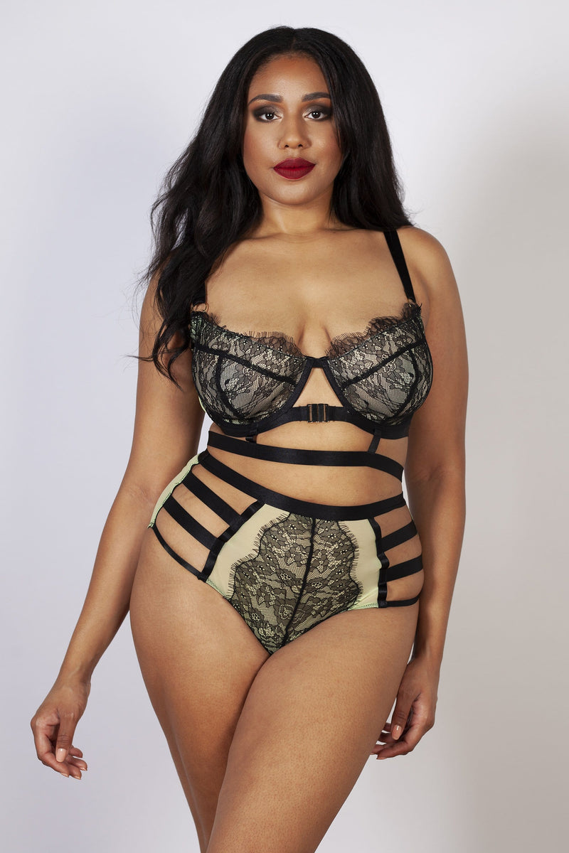 Devon Black/Lime Lace Bra B - K