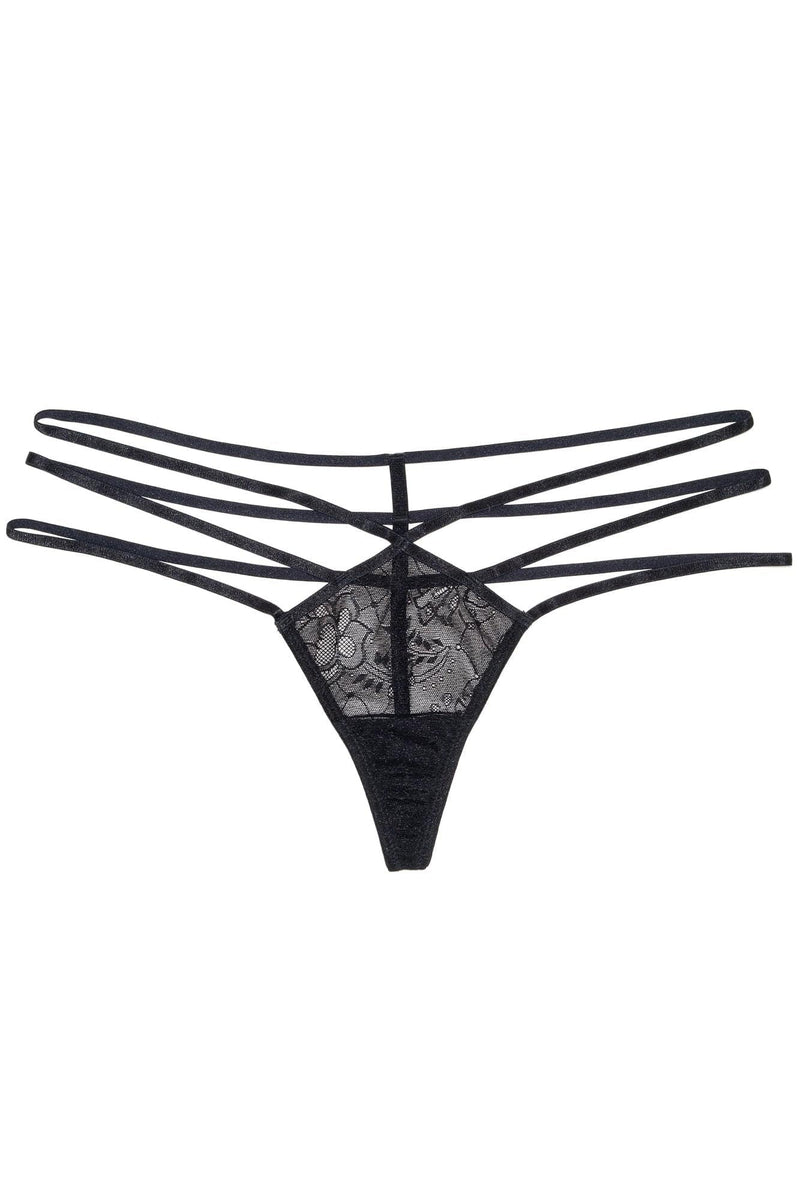 Wolf & Whistle Lulu black lace strappy thong Playful Promises USA