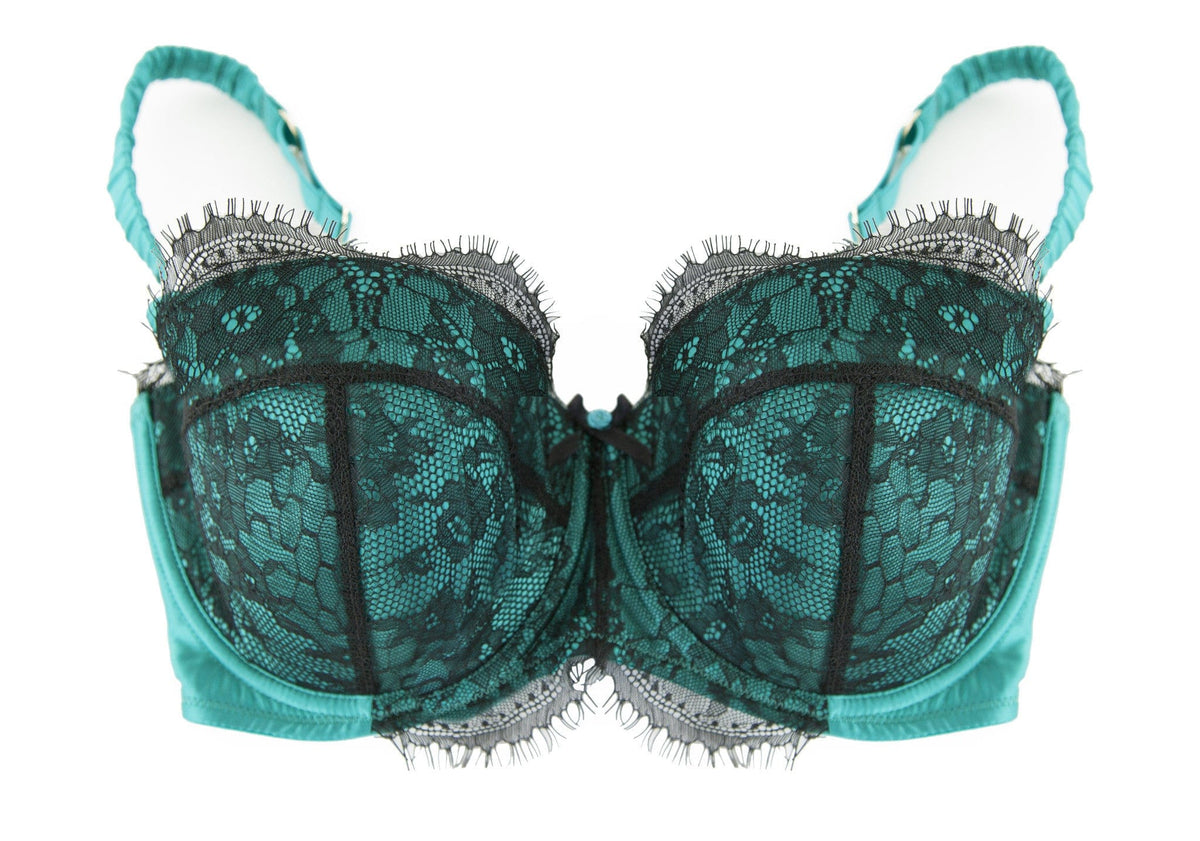 Cordelia Emerald Lace Overlay Bra DD+ Cups – Playful Promises USA