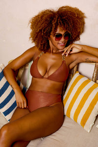 Morgan Bronze Glitter Mix & Match Fuller Bust Triangle Bikini Top