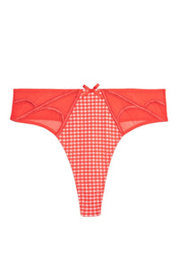 Adelaide Western Gingham And Lace High Waisted Thong