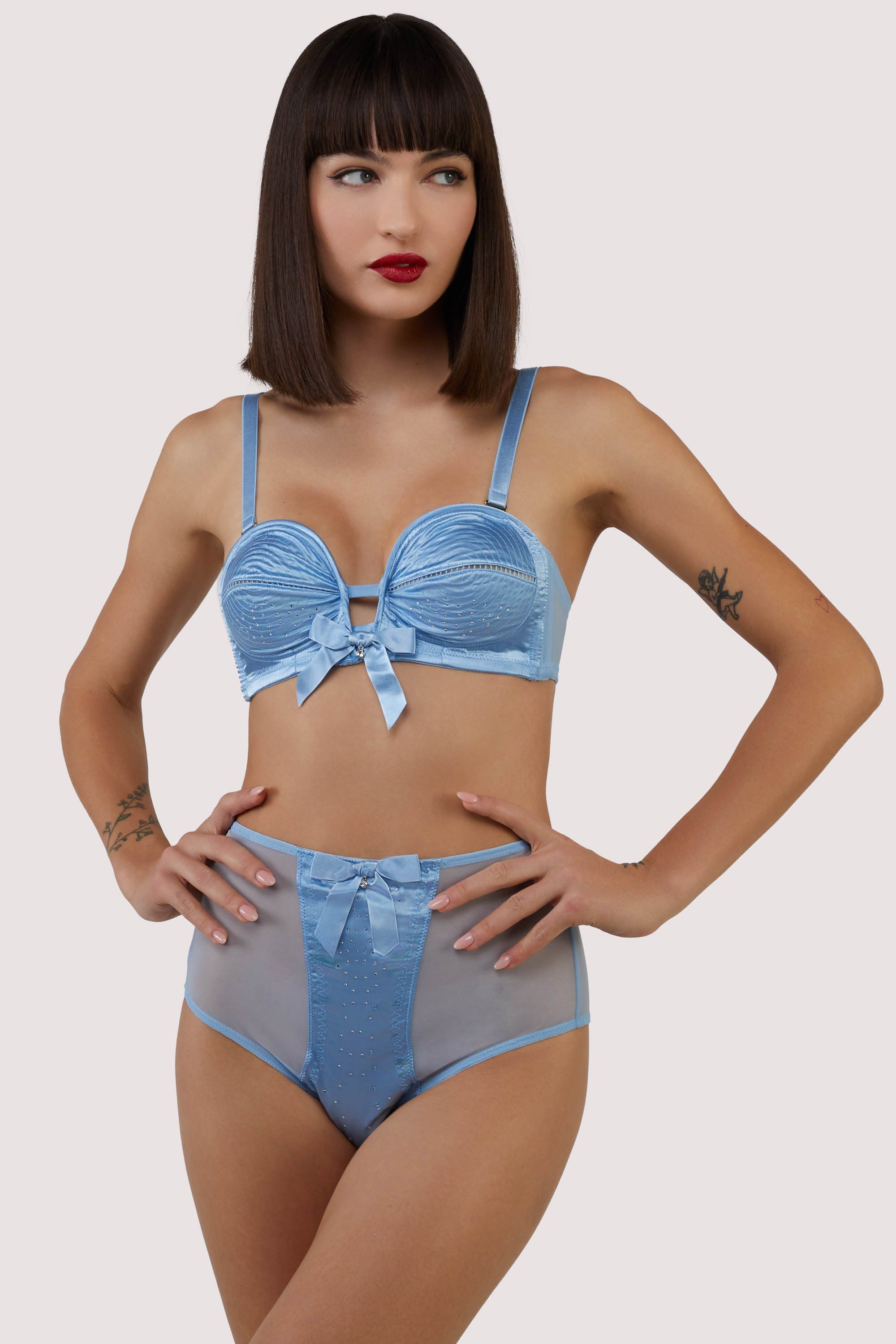 Dorothy Baby Blue Diamanté Overwired Bra – Playful Promises USA