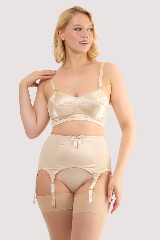 Champagne Satin 6 Strap Retro Everyday Suspender