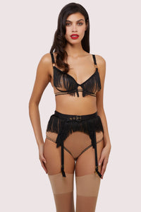 Esme Illusion Net and Fringe Push Up Plunge Set