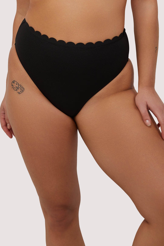 Sophia Mix & Match Black Scallop High-Waist Bikini Bottom