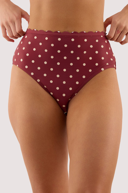 Hazel Wine Spot High Waist Bikini Brief