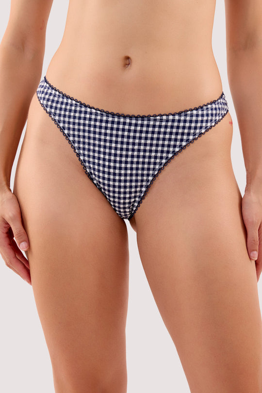 Joanna Navy Gingham Seersucker High Waist Bikini Brief