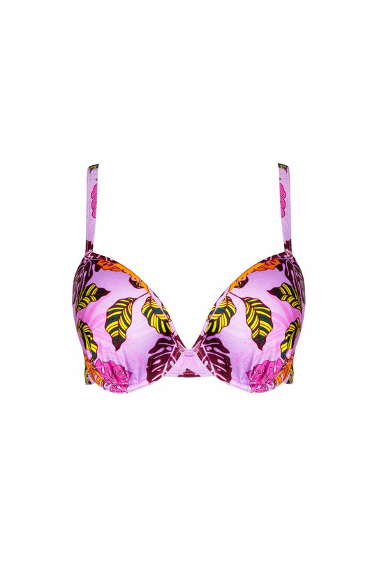 Riley Fuller Bust Mix & Match Pink Palm Print Plunge Bikini Top
