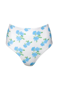 Romantic blue floral high waist bikini bottoms