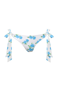 Romantic blue floral tie side bikini bottoms