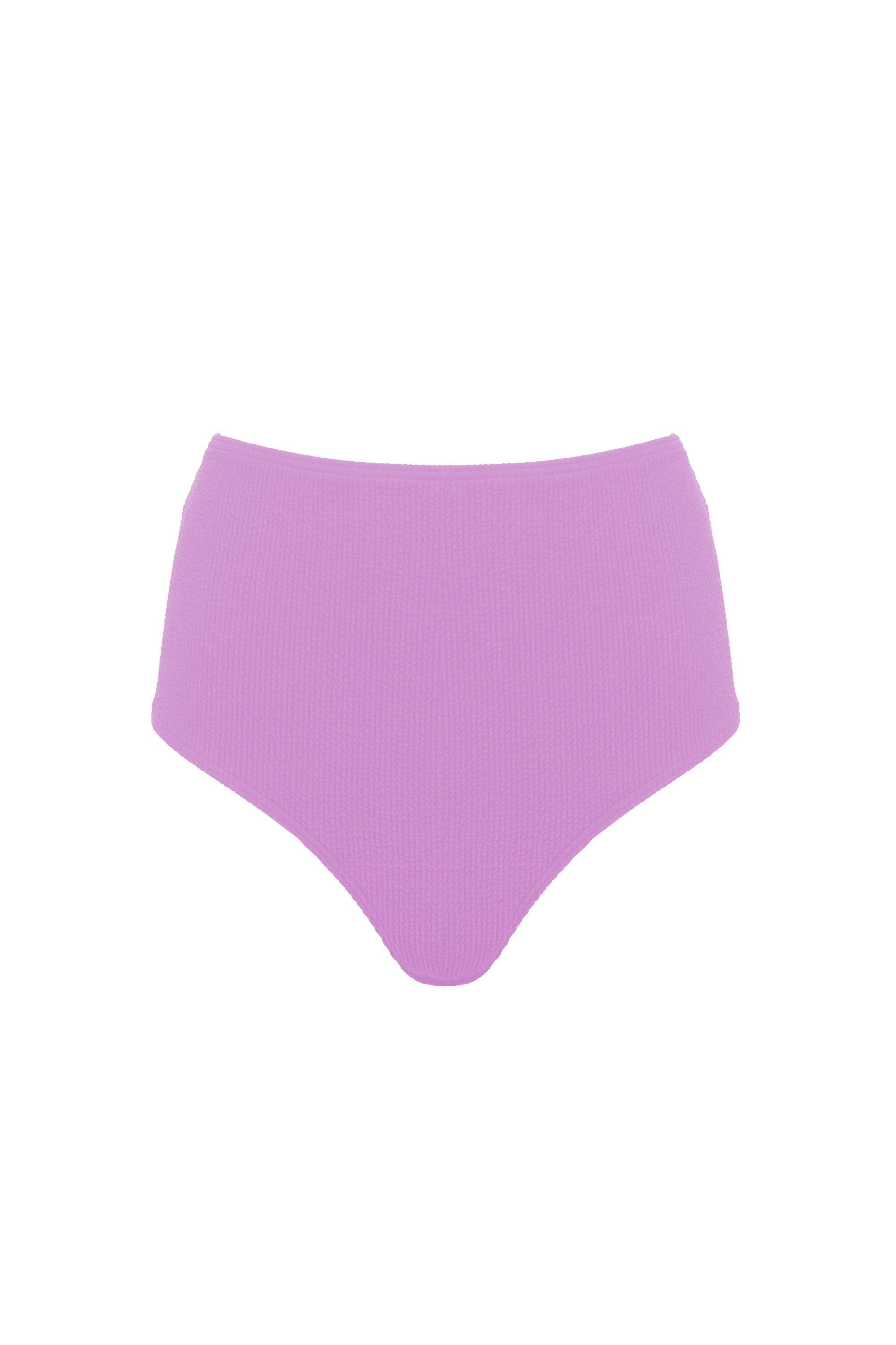 Lilac scrunch fabric high-waisted bikini bottoms