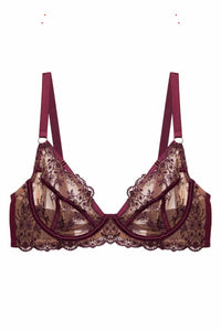 Cassia Wine Custom Embroidery Bra