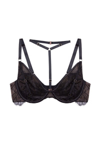 Fairfield Black Fishnet And Lace Plunge Set