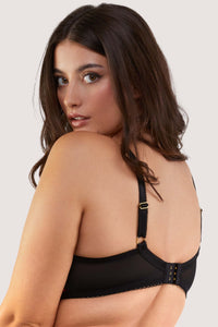 Elodie Black and Red Rosebud Embroidery Balconette Bra