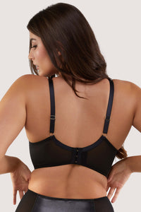 Iris Black Leatherette Padded Plunge Bra