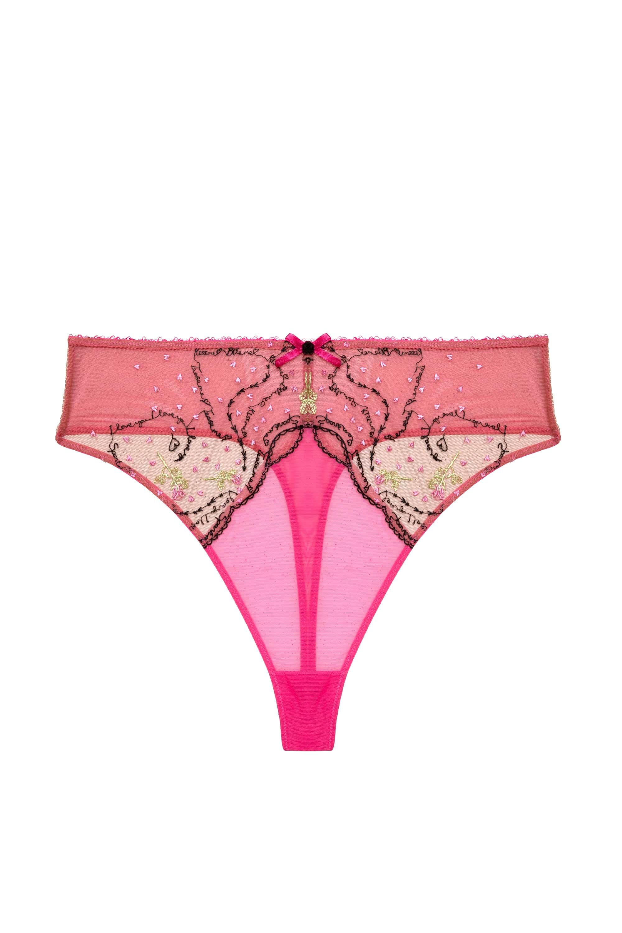 Spank Me Pink and Nude Custom Embroidery High waist Thong