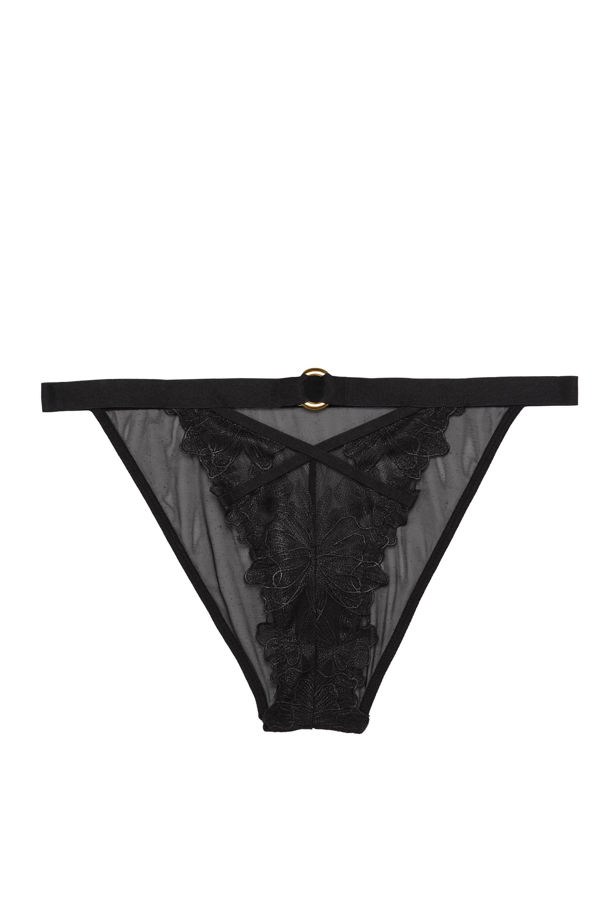 Eleanor Black Strappy Embroidery Brief