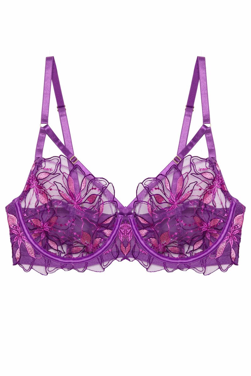 Walpole Purple Embroidered Strappy Balconette Set