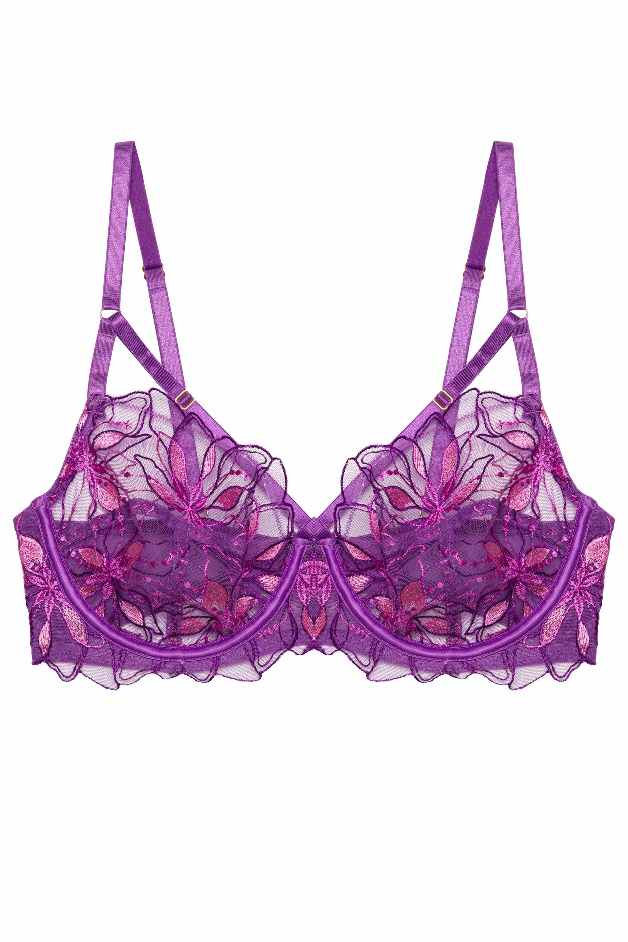 Buy PrettyCat Underwired Seamless Printeded Balconette Bra - Purple Online