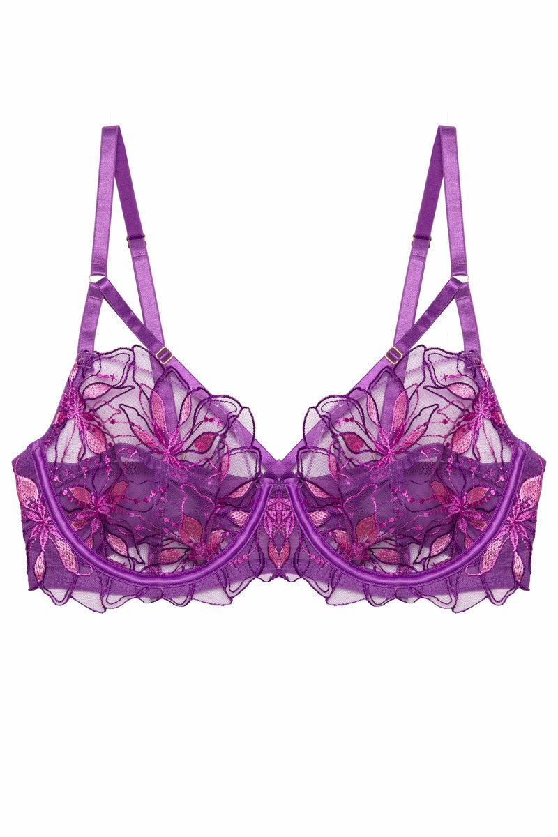 Walpole Purple Embroidered Strappy Balconette Bra – Playful