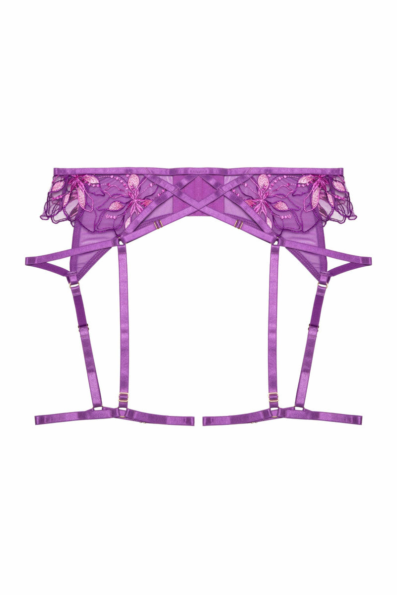 Walpole Purple Embroidered Strappy Suspender Belt Playful Promises USA Walpole Purple Embroidered Strappy Suspender Belt Playful Promises USA