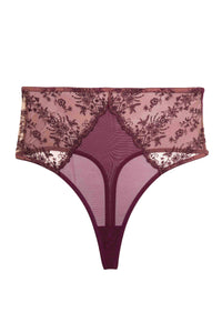 Cassia Wine Custom Embroidery High Waisted Thong