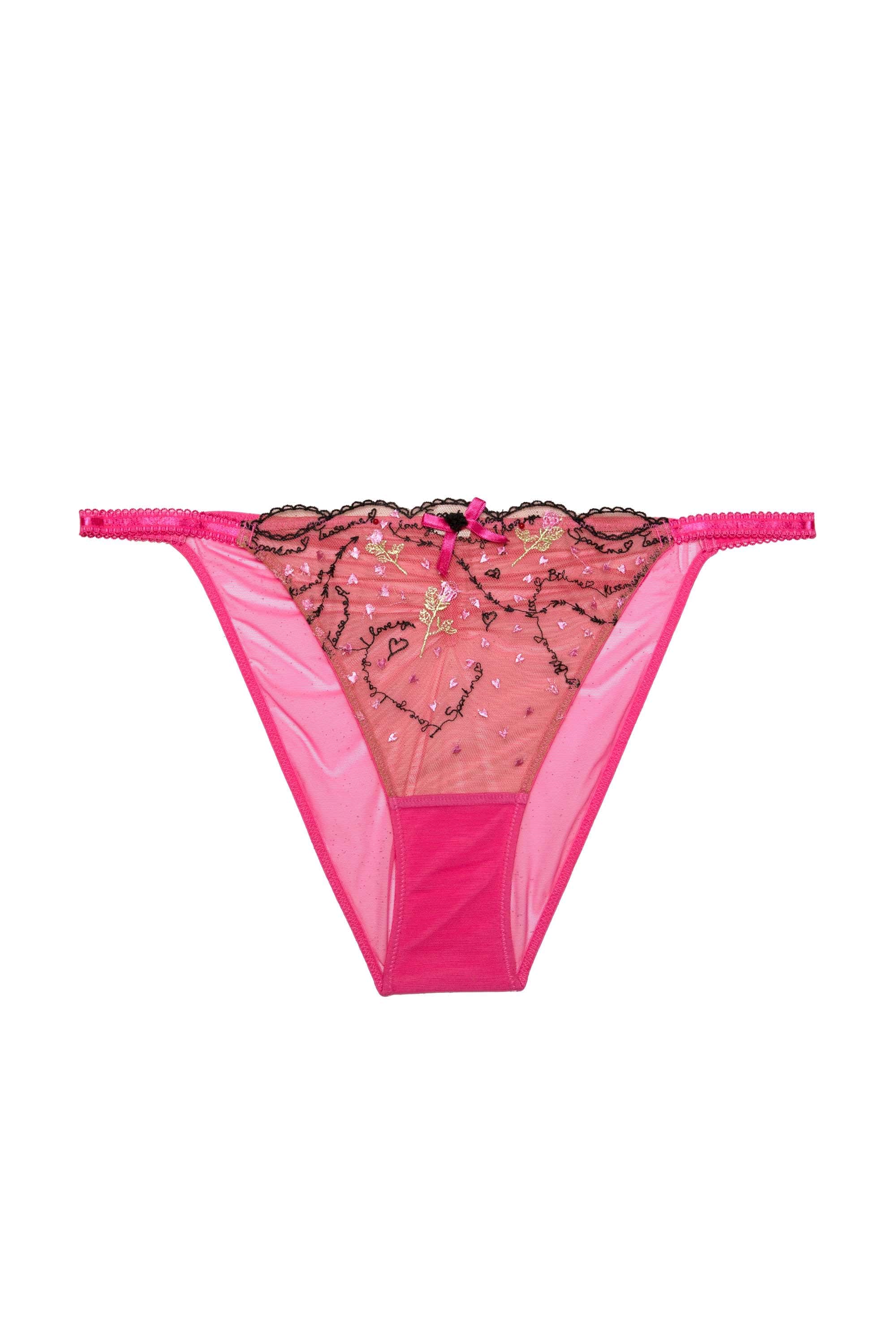 Spank Me Pink and Nude Custom Embroidery Tanga Brief