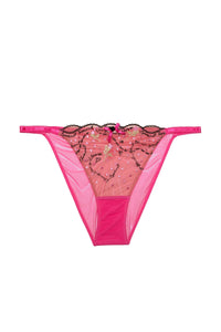 Spank Me Pink and Nude Custom Embroidery Tanga Brief