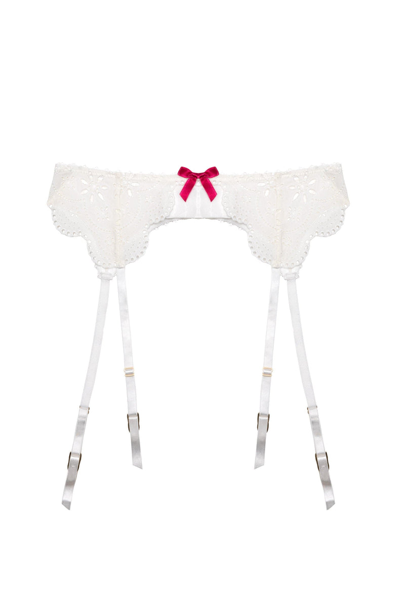 Camille White Broderie Suspender Belt