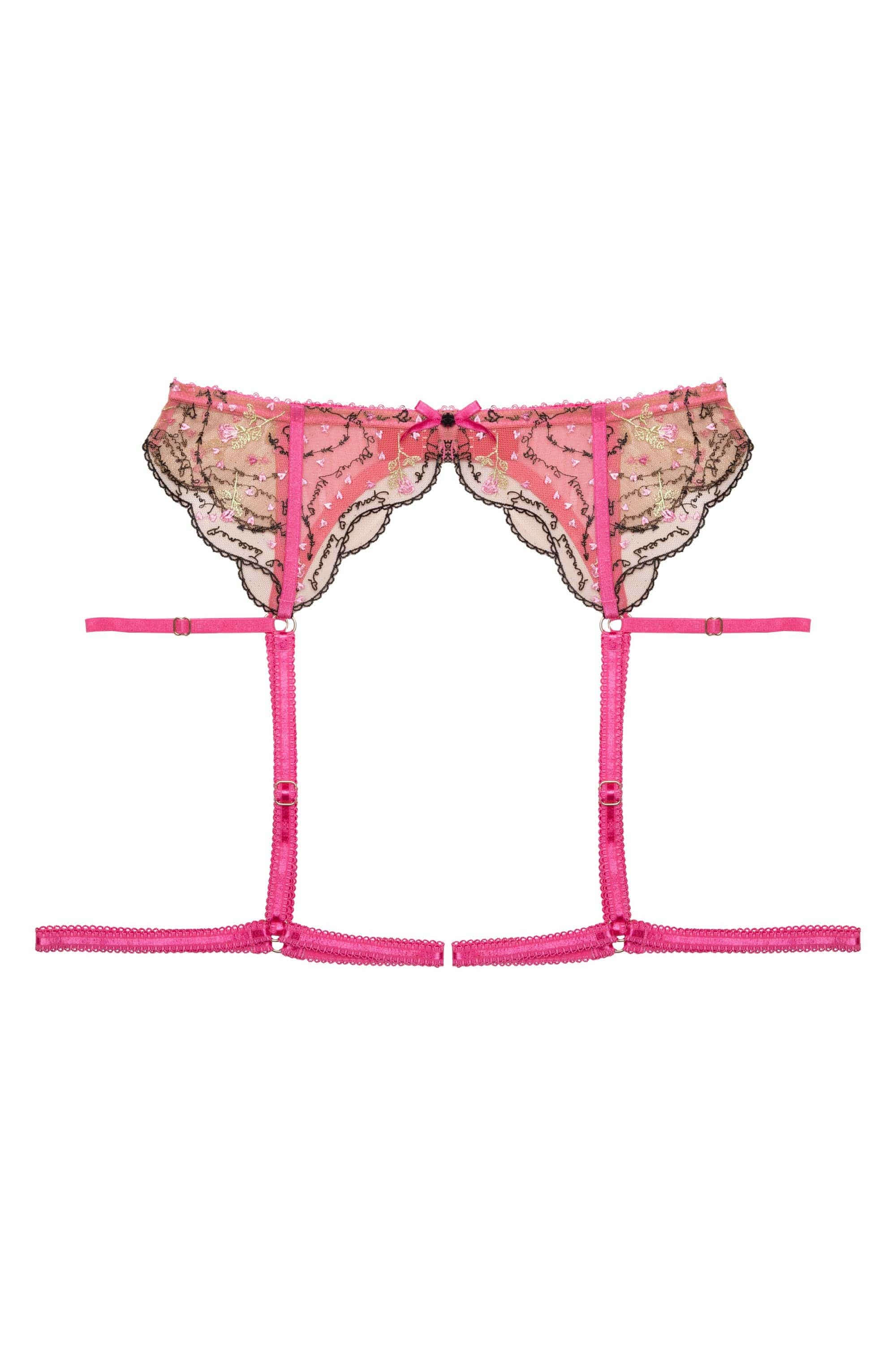 Spank Me Pink and Nude Custom Embroidery Suspender Belt