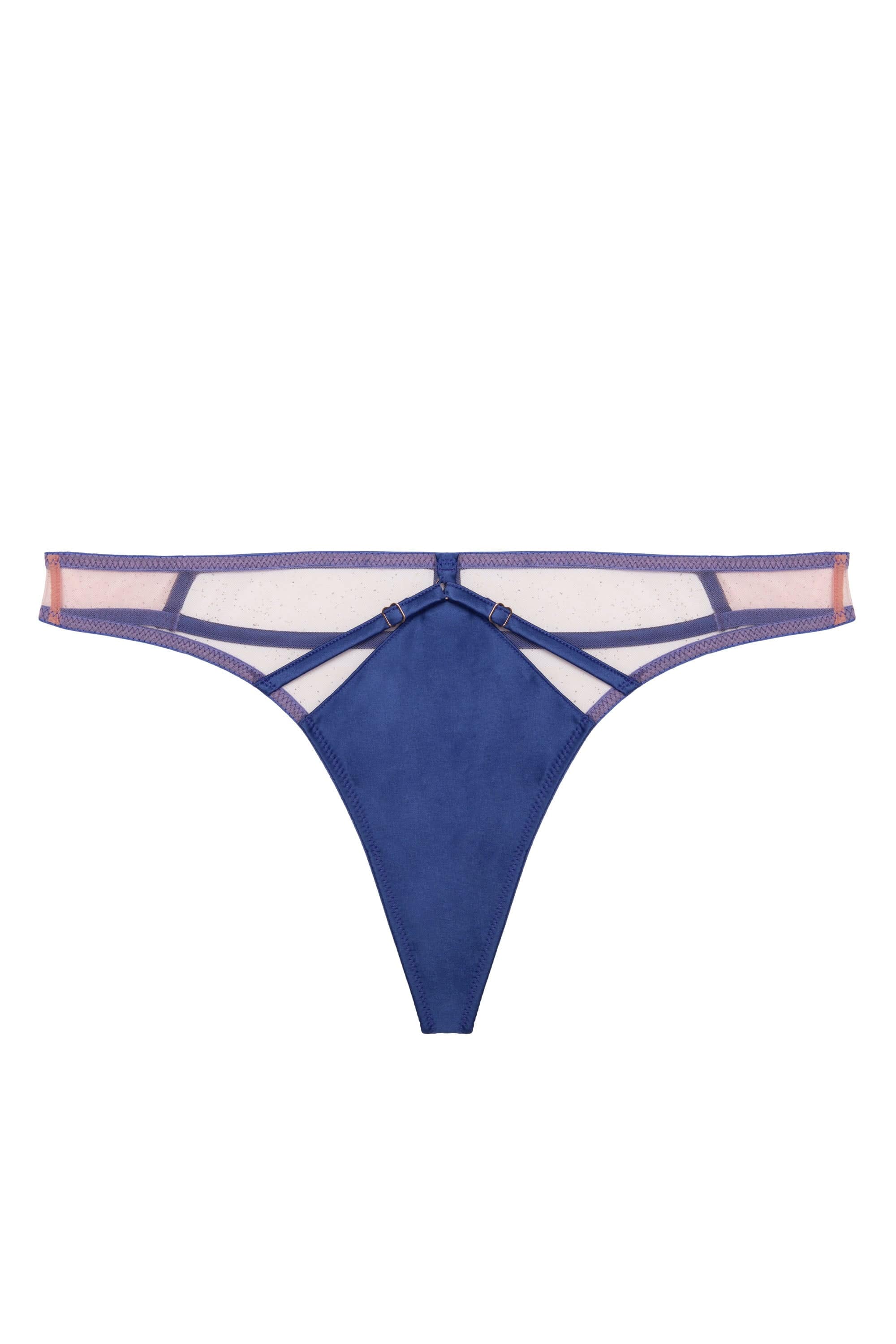 Cobalt blue cage thong with straps