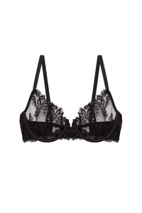 Eva Black Graphic Embroidery Balconette Bra