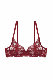 Eva Dark Cherry Graphic Embroidery Balconette Bra