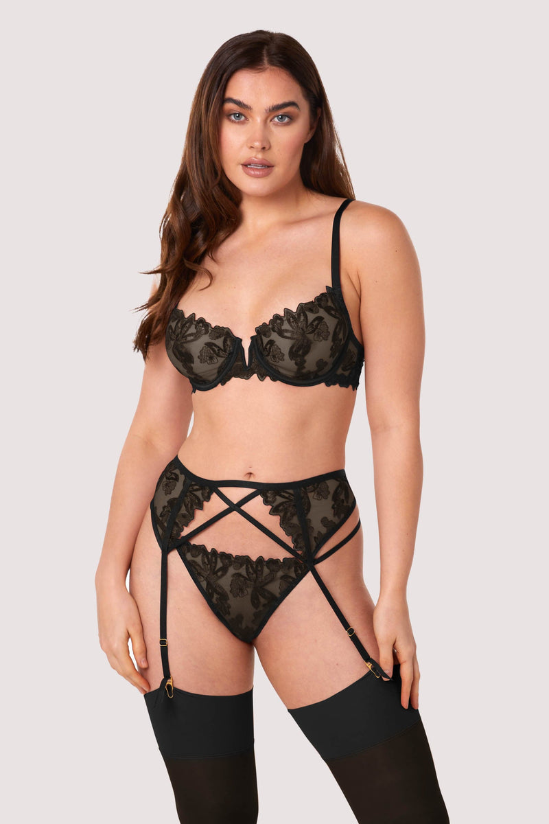 Eva Black Graphic Embroidery Suspender