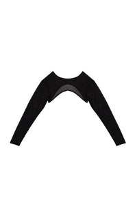 Black shrug with super cropped long sleeve bolero.