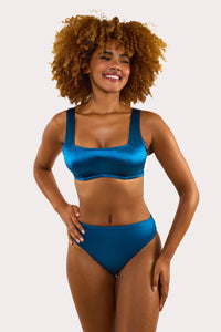 Kylie Teal Fuller Bust Square Neck Crop Top