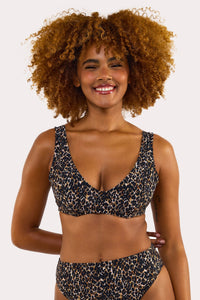 Juliet Leopard Print Mix & Match D+ Underwired Crop Bikini Top
