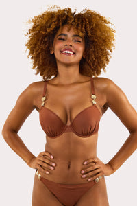 Morgan Bronze Glitter Mix & Match Fuller Bust Plunge Bikini Top