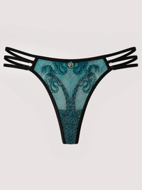 dakota teal & gold snake embroidery thong