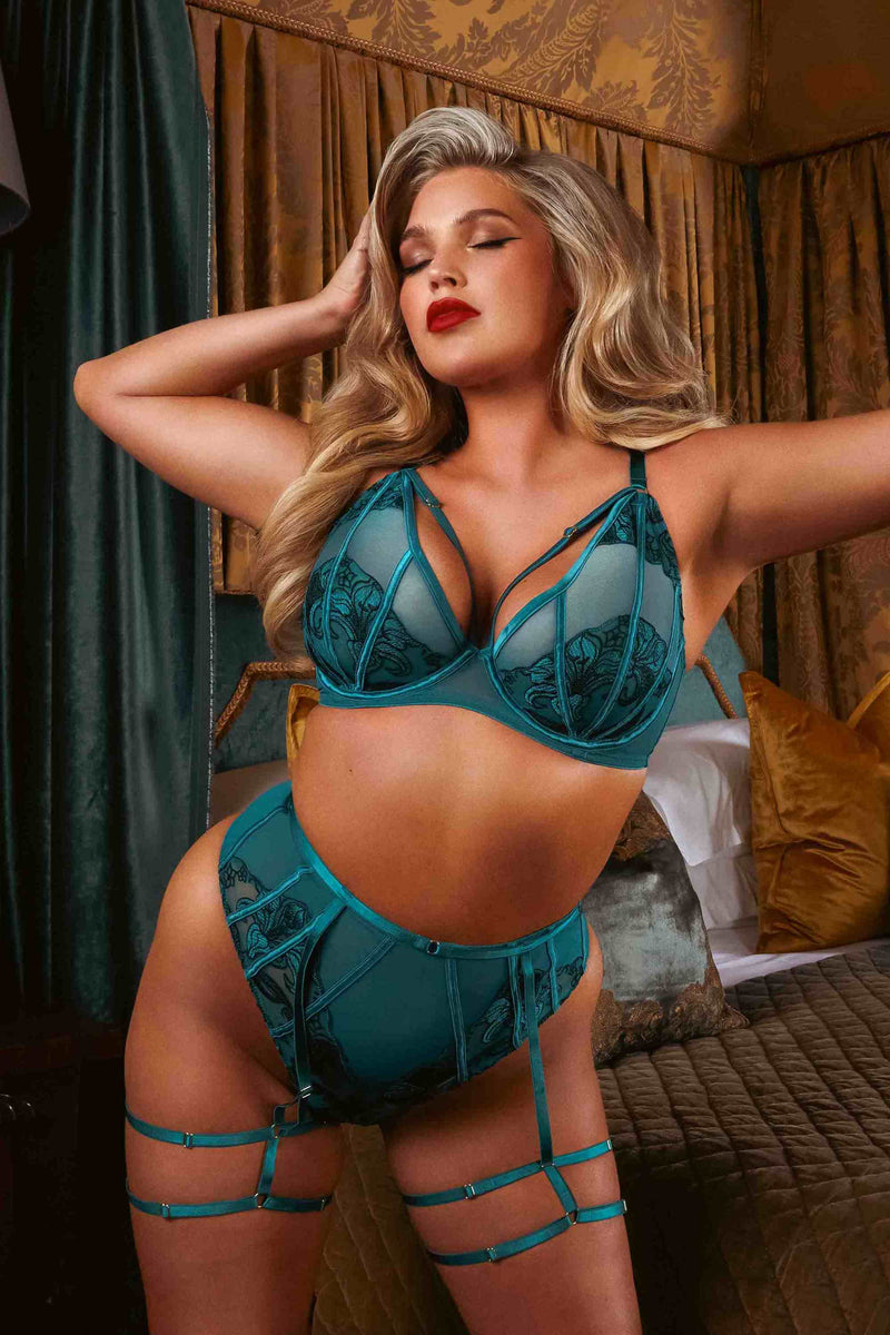 Rhiannon Teal Embroidery Plunge Set
