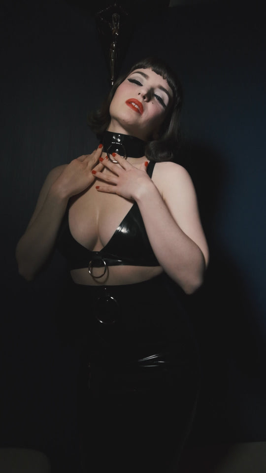 Imogen Black Latex and Ring Bra