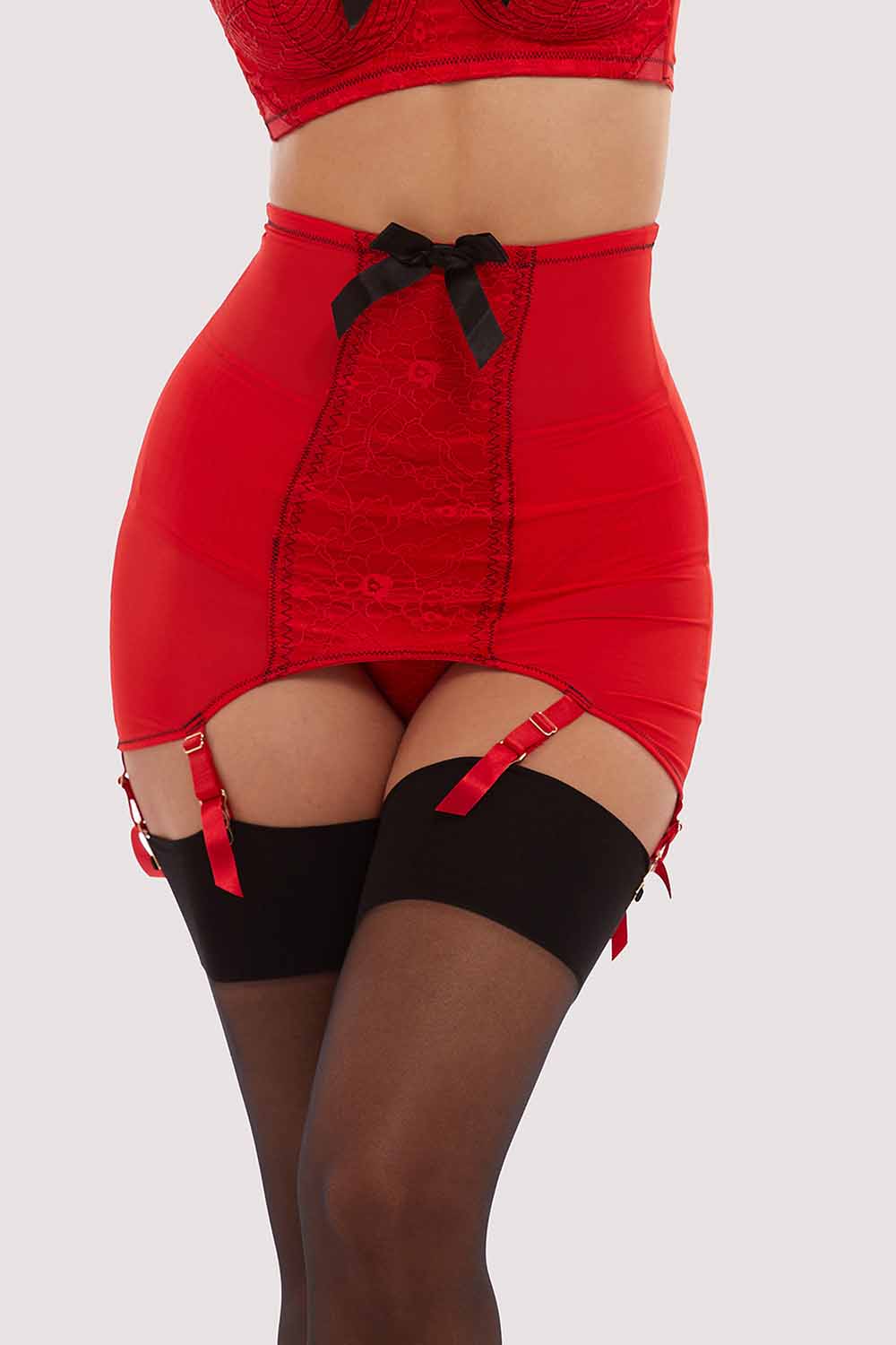 Elsie Lace Girdle Red