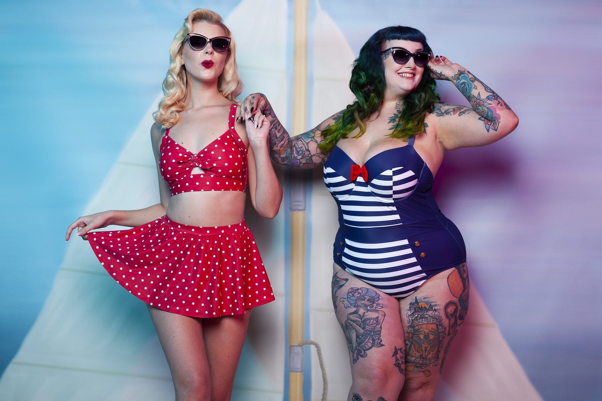 Collectif Nautical Striped Navy Swimsuit