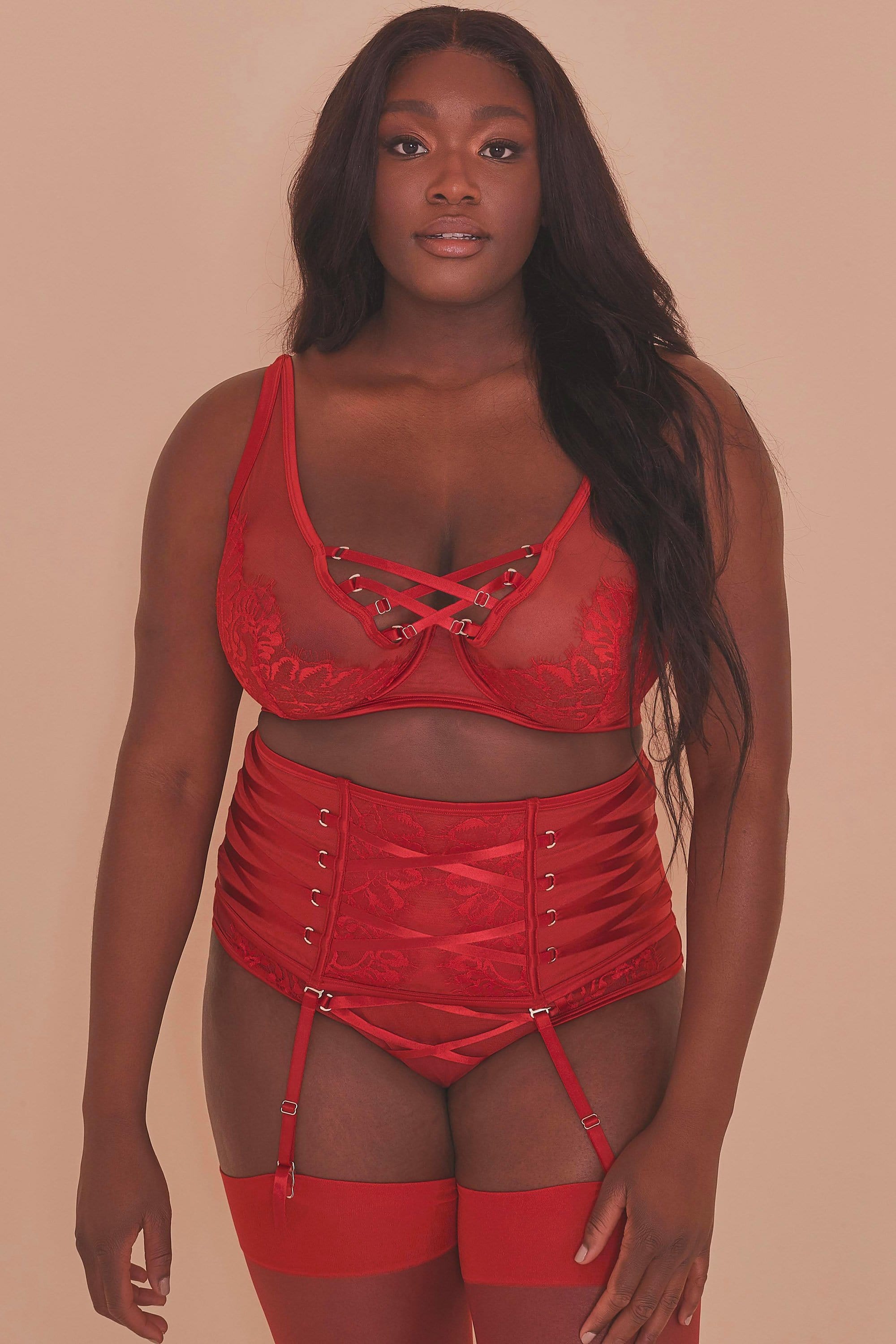 Kylie Red Lace Up Waspie