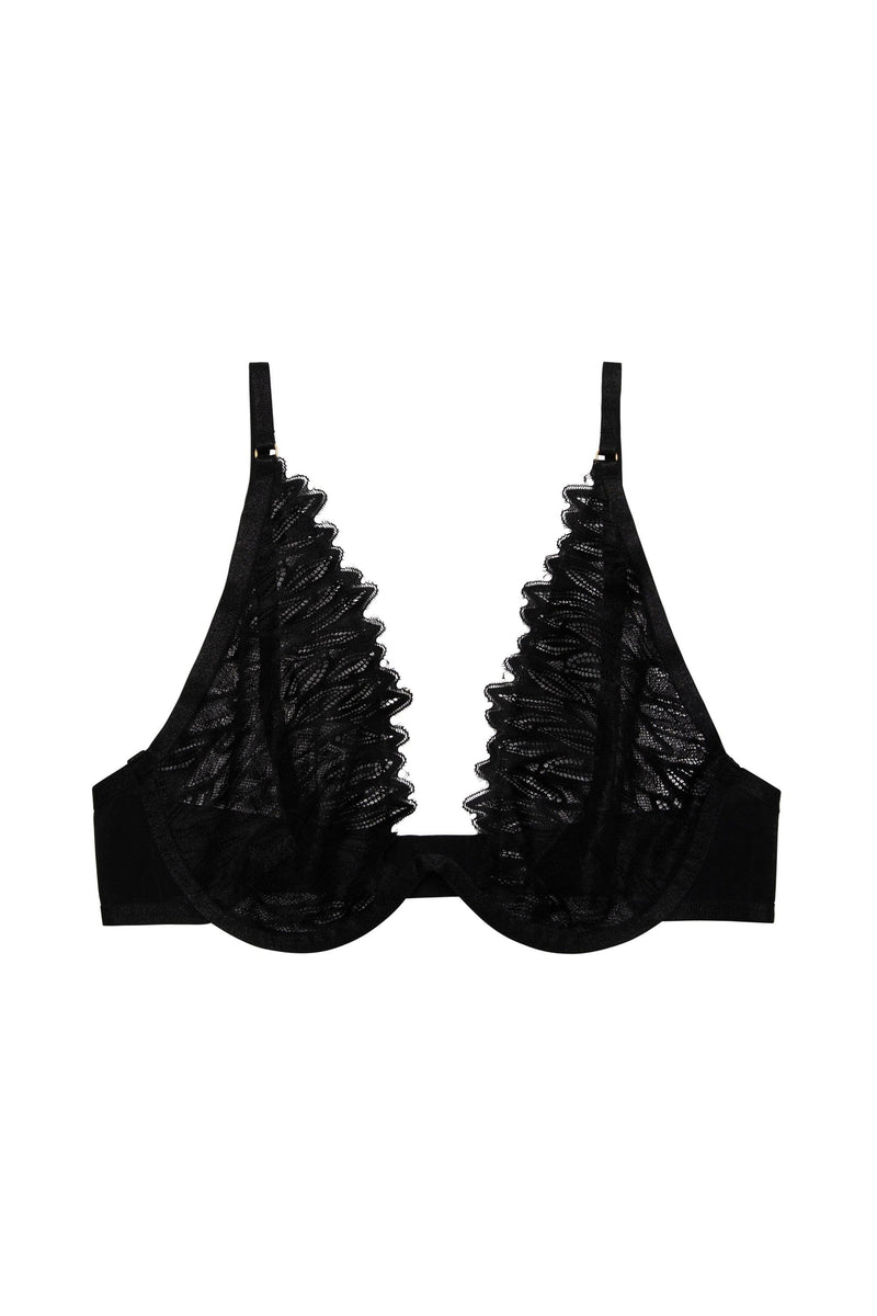 Margot Black High Apex With Wire Lace Bra – Playful Promises USA