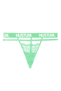 Hustler Branded Mint Curve Lace Thong