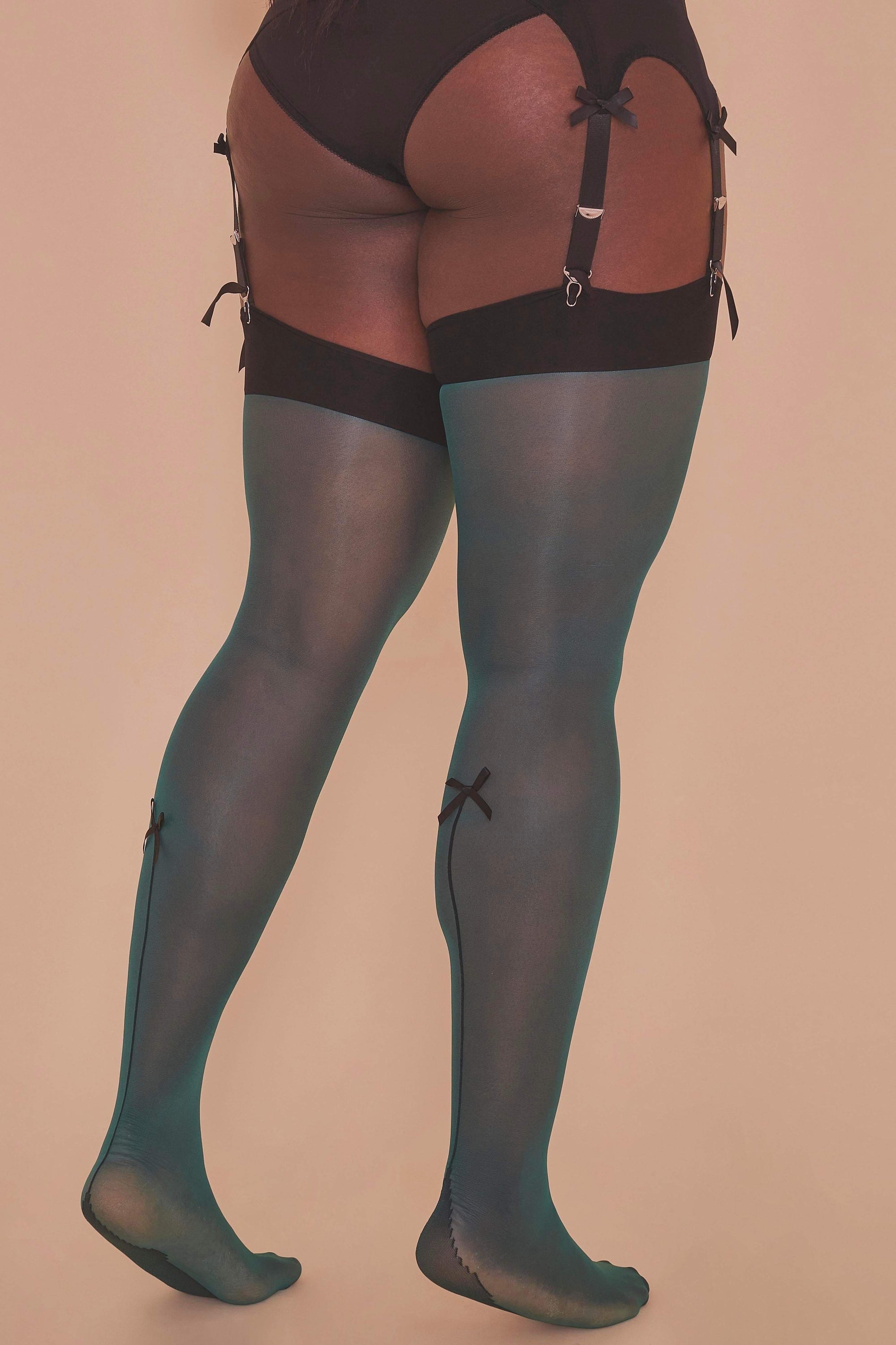 Bow Back Stockings Green US 4 - 18