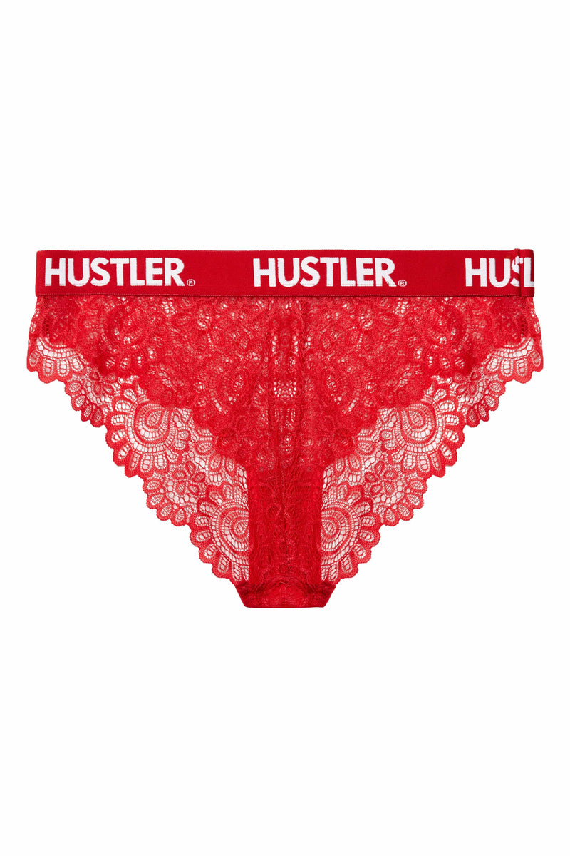 Hustler Branded Red Lace Brief