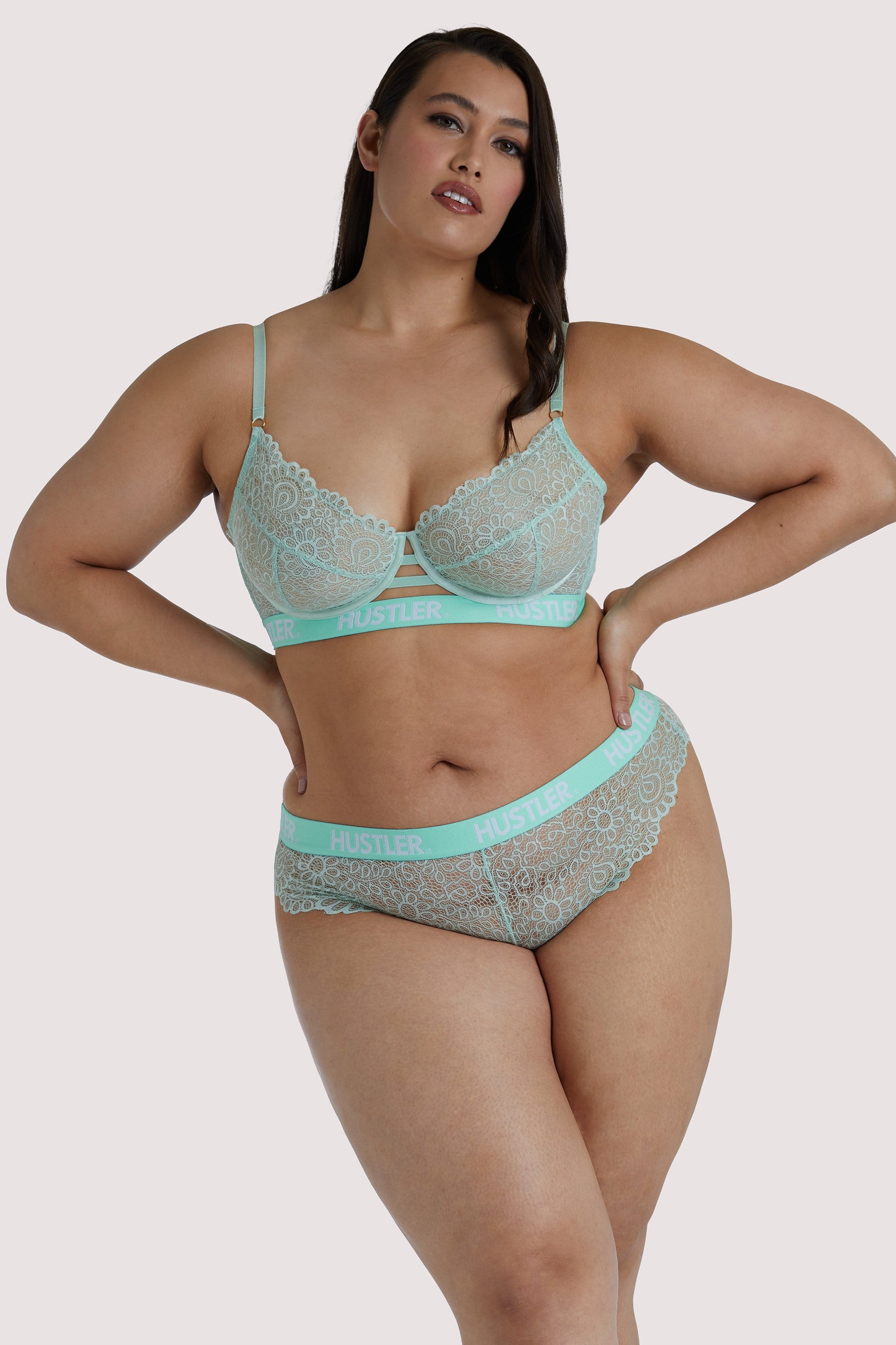 Branded Mint Curve Lace Brief
