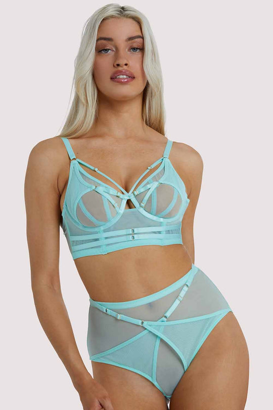 Playful Promises Eddie Aqua Crossover Wrap Bra